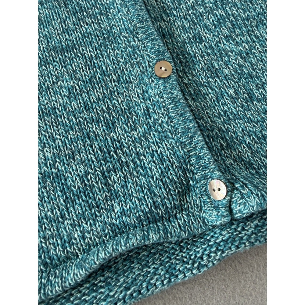 L.L.Bean Button Front Cardigan 100% cotton knit Teal Marled  Womens 3XL - Picture 4 of 10